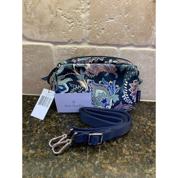 NWT Vera Bradley RFID Convertible Pouch Crossbody Java Navy Camo NEW - Picture 1 of 9